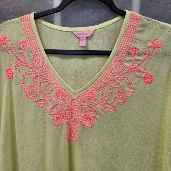 Lilly Pulitzer KathleenYellow Pink  Tunic Women's XXS/XS Tassel Hem Sleeveless T - Picture 3 of 8